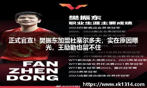 正式官宣！樊振东加盟杜塞尔多夫，实在原因曝光，王励勤也留不住